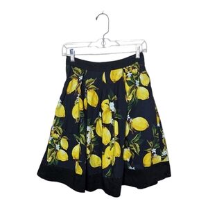 ​FROCK SHOP Lemon Print Pleated Cotton Skirt XS